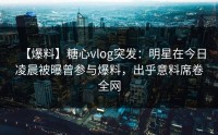 【爆料】糖心vlog突发：明星在今日凌晨被曝曾参与爆料，出乎意料席卷全网