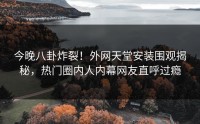 今晚八卦炸裂！外网天堂安装围观揭秘，热门圈内人内幕网友直呼过瘾