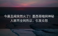 今晨丑闻突然火了！墨西哥暗网神秘人居然全网热议，引发众怒