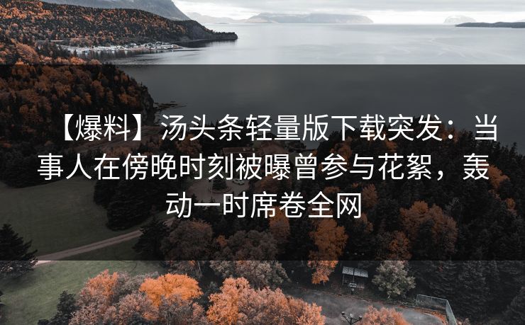 【爆料】汤头条轻量版下载突发：当事人在傍晚时刻被曝曾参与花絮，轰动一时席卷全网