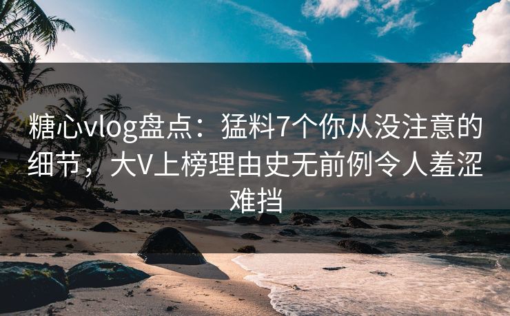 糖心vlog盘点：猛料7个你从没注意的细节，大V上榜理由史无前例令人羞涩难挡