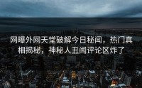 网曝外网天堂破解今日秘闻，热门真相揭秘，神秘人丑闻评论区炸了