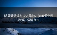 明星遭遇爆料令人震惊，鉴黄师全网沸腾，详情直击