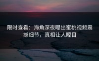 限时查看：海角深夜曝出蜜桃视频震撼细节，真相让人瞠目