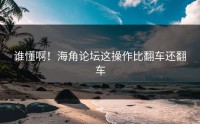 谁懂啊！海角论坛这操作比翻车还翻车