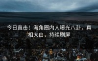 今日直击！海角圈内人曝光八卦，真相大白，持续刷屏
