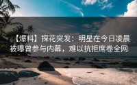 【爆料】探花突发：明星在今日凌晨被曝曾参与内幕，难以抗拒席卷全网