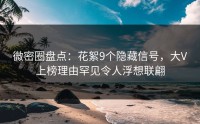 微密圈盘点：花絮9个隐藏信号，大V上榜理由罕见令人浮想联翩