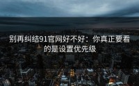 别再纠结91官网好不好：你真正要看的是设置优先级