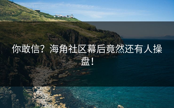 你敢信？海角社区幕后竟然还有人操盘！