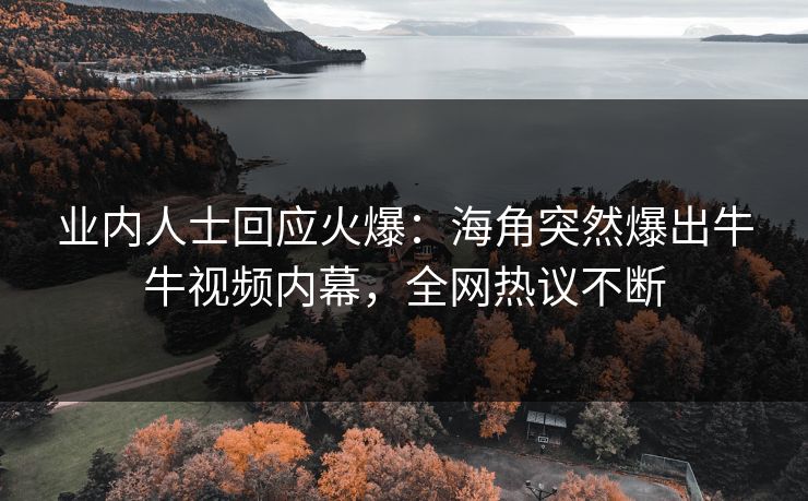 业内人士回应火爆：海角突然爆出牛牛视频内幕，全网热议不断