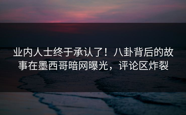 业内人士终于承认了！八卦背后的故事在墨西哥暗网曝光，评论区炸裂