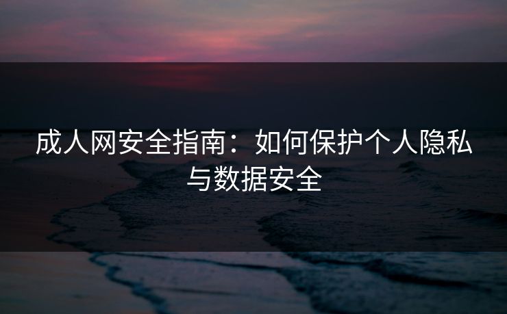 成人网安全指南：如何保护个人隐私与数据安全